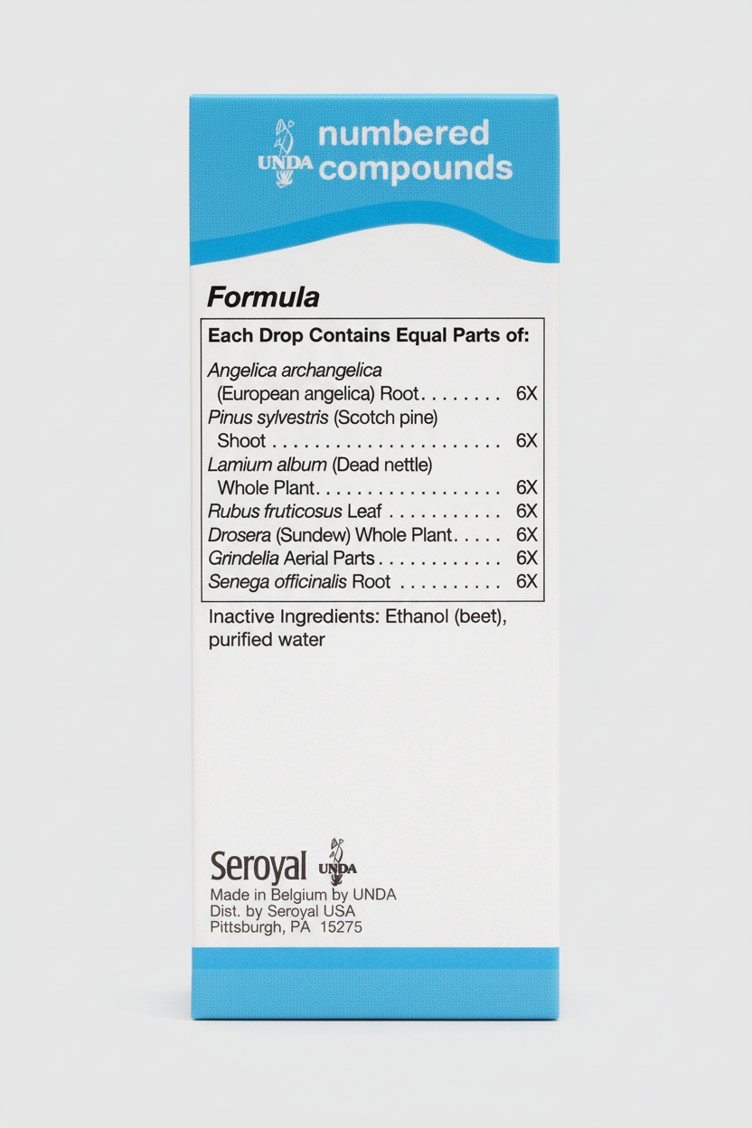 Seroyal numbered compounds packaging with a list of ingredients on a white background