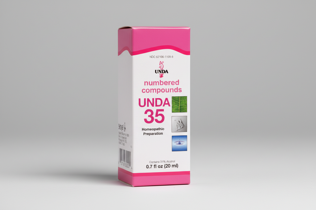 Box of UNDA 41 homeopathic preparation with pink and white design