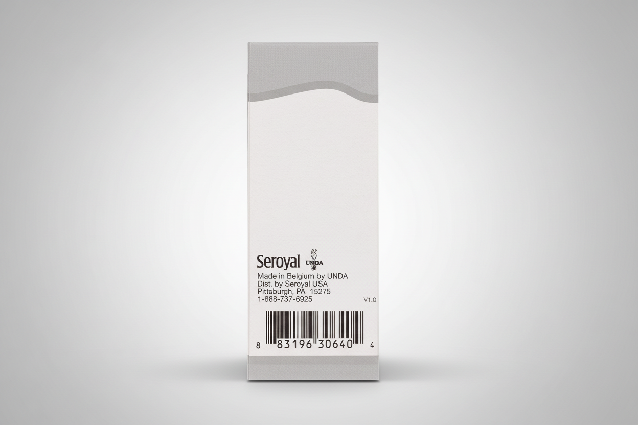 Seroyal by UNDA product packaging with branding and contact information.