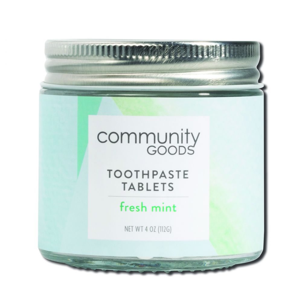 Community Goods Fresh Mint Toothpaste Tablets Glass Jar, 4 oz