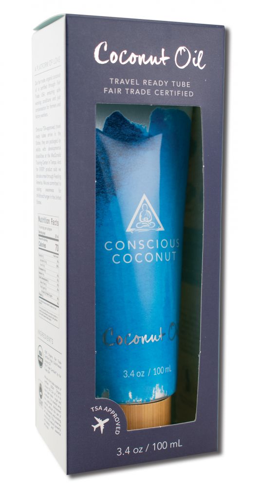 Conscious Coconut Travel-Ready Coconut Oil Tube, 3.4 oz