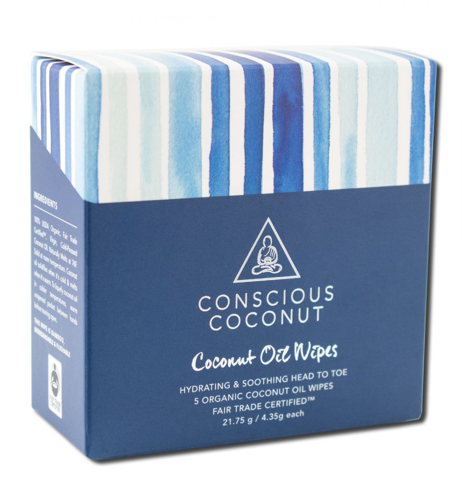 Conscious Coconut Coconut Oil Wipes Travel Pack, 5 Count
