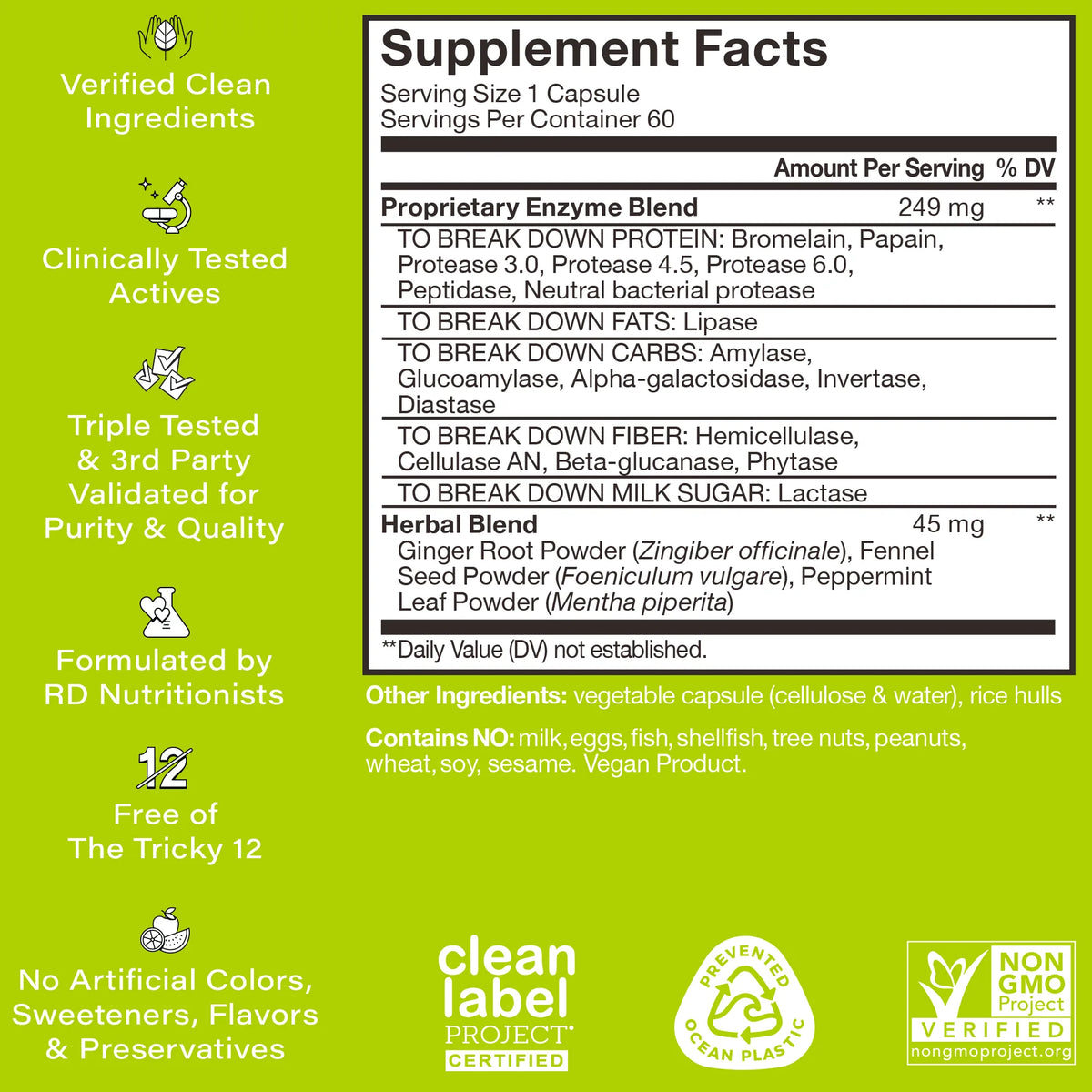 HUM Nutrition Flatter Me — 60 Capsules current Supplement Facts