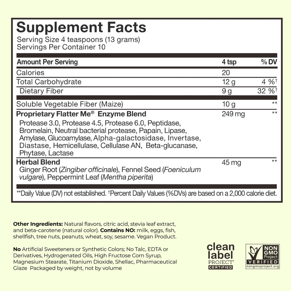 HUM Nutrition Flatter Me Fiber GLP-1 Booster Pineapple Passion Fruit — 4.5 oz current Supplement Facts